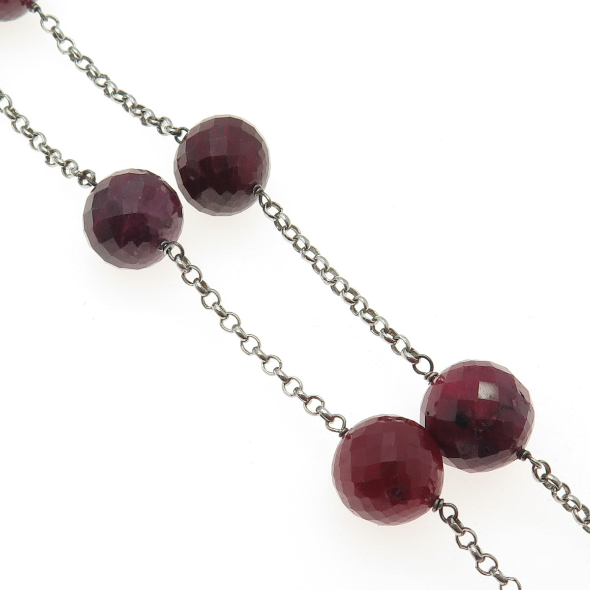 925 Sterling Silver Real Ruby Gemstone Rolo Chain Necklace 18"