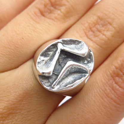 925 Sterling Silver Vintage Wrinkled Oval Ring Size 5.75