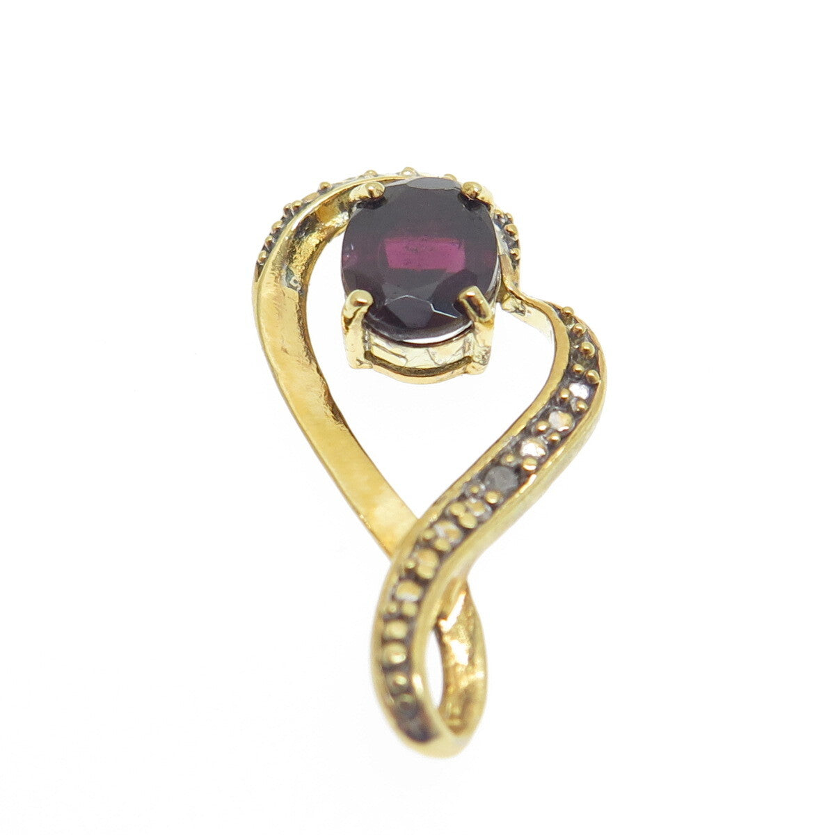 925 Sterling Silver Gold Plated Real Diamond Accent & Tourmaline Twisted Pendant