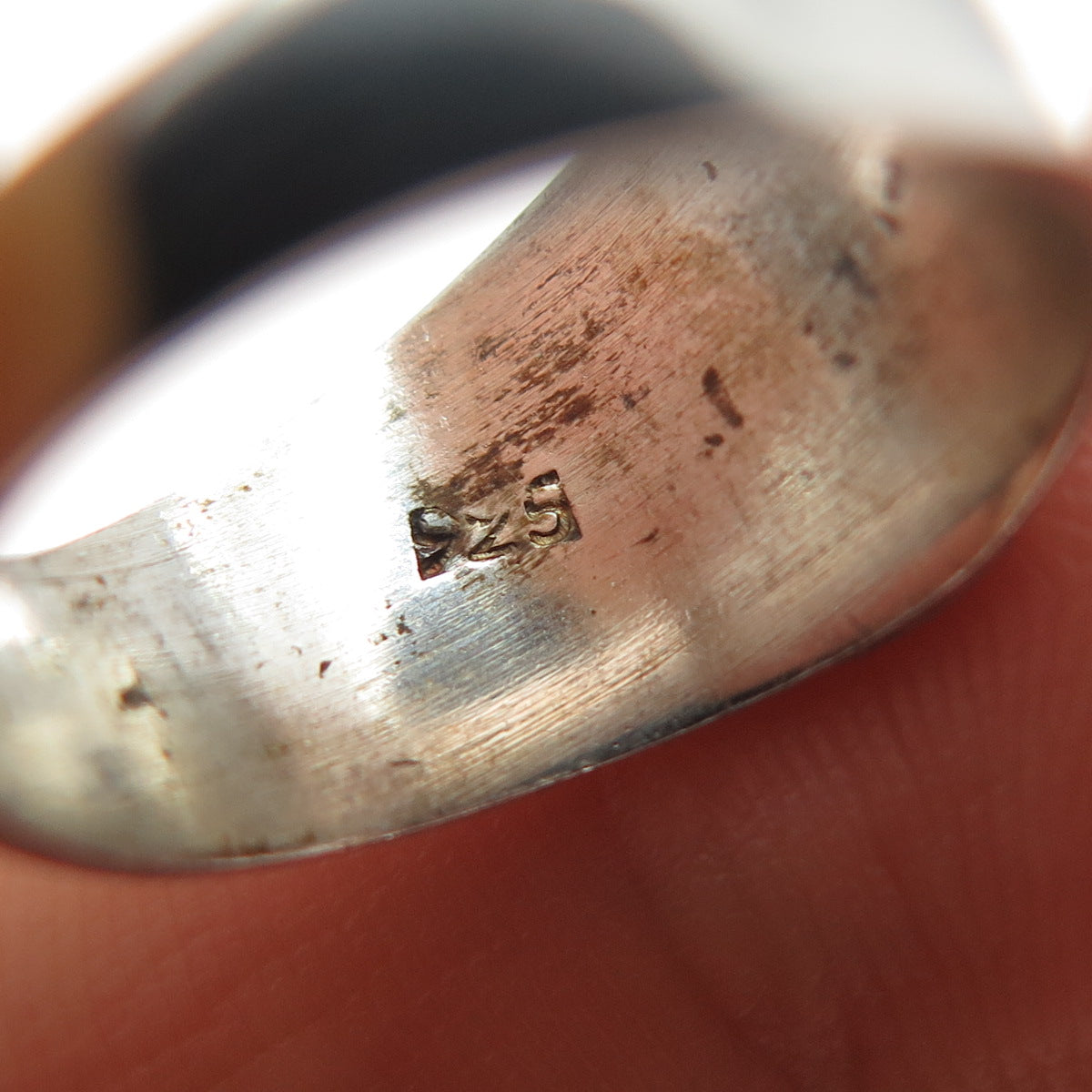 925 Sterling Silver Vintage Cancer Zodiac Sign Oxidized Signet Ring Size 4