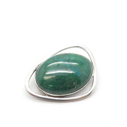 925 Sterling Silver Vintage Real Eilat Gemstone Pin Brooch / Pendant