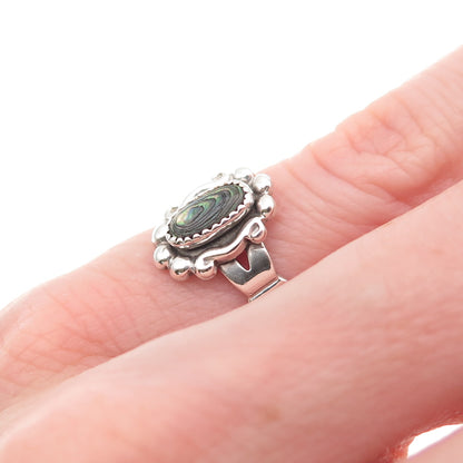 Bell Trading Post Old Pawn Sterling Silver Vintage Abalone Shell Ring Size 4.5
