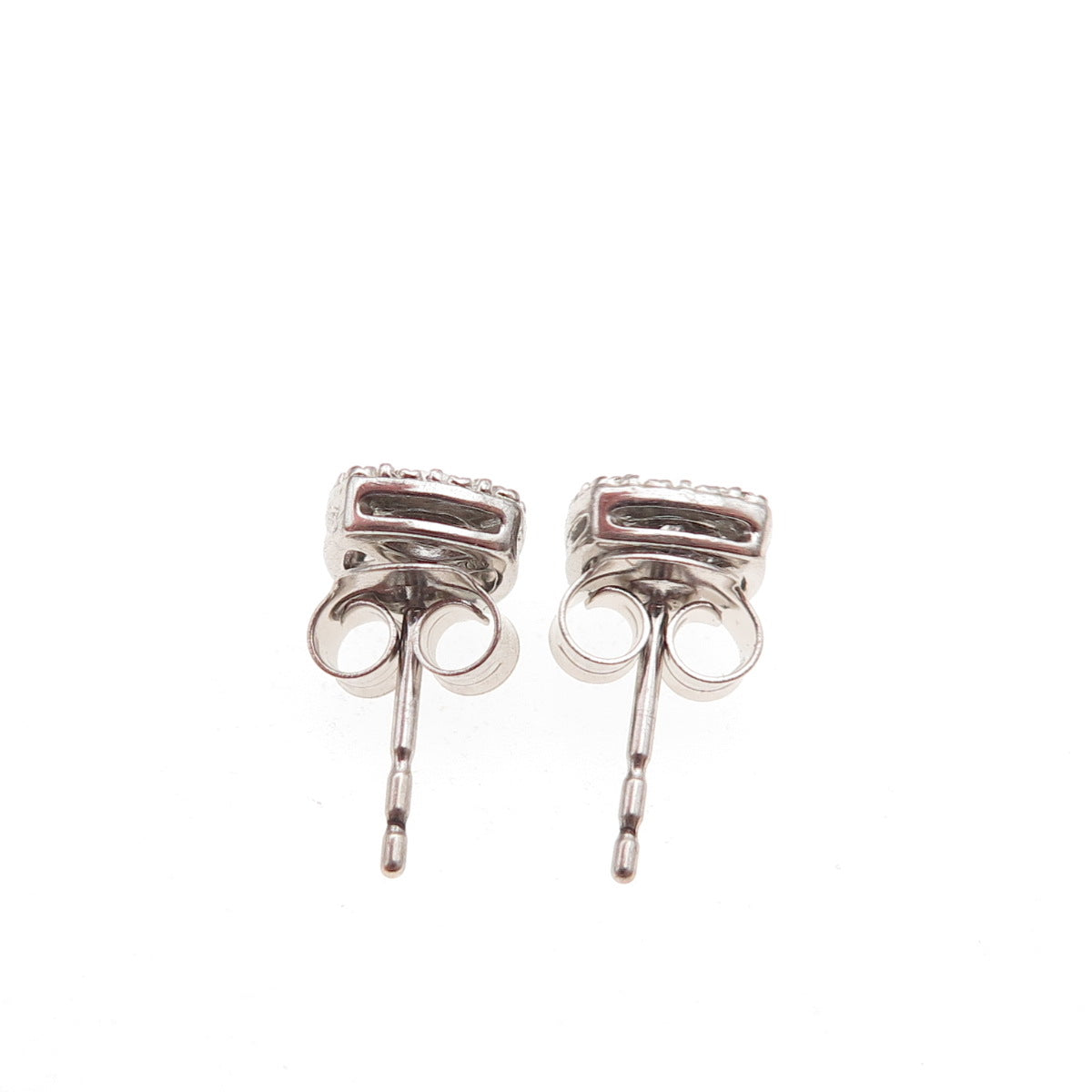 925 Sterling Silver Real Round-Cut Diamond Stud Earrings