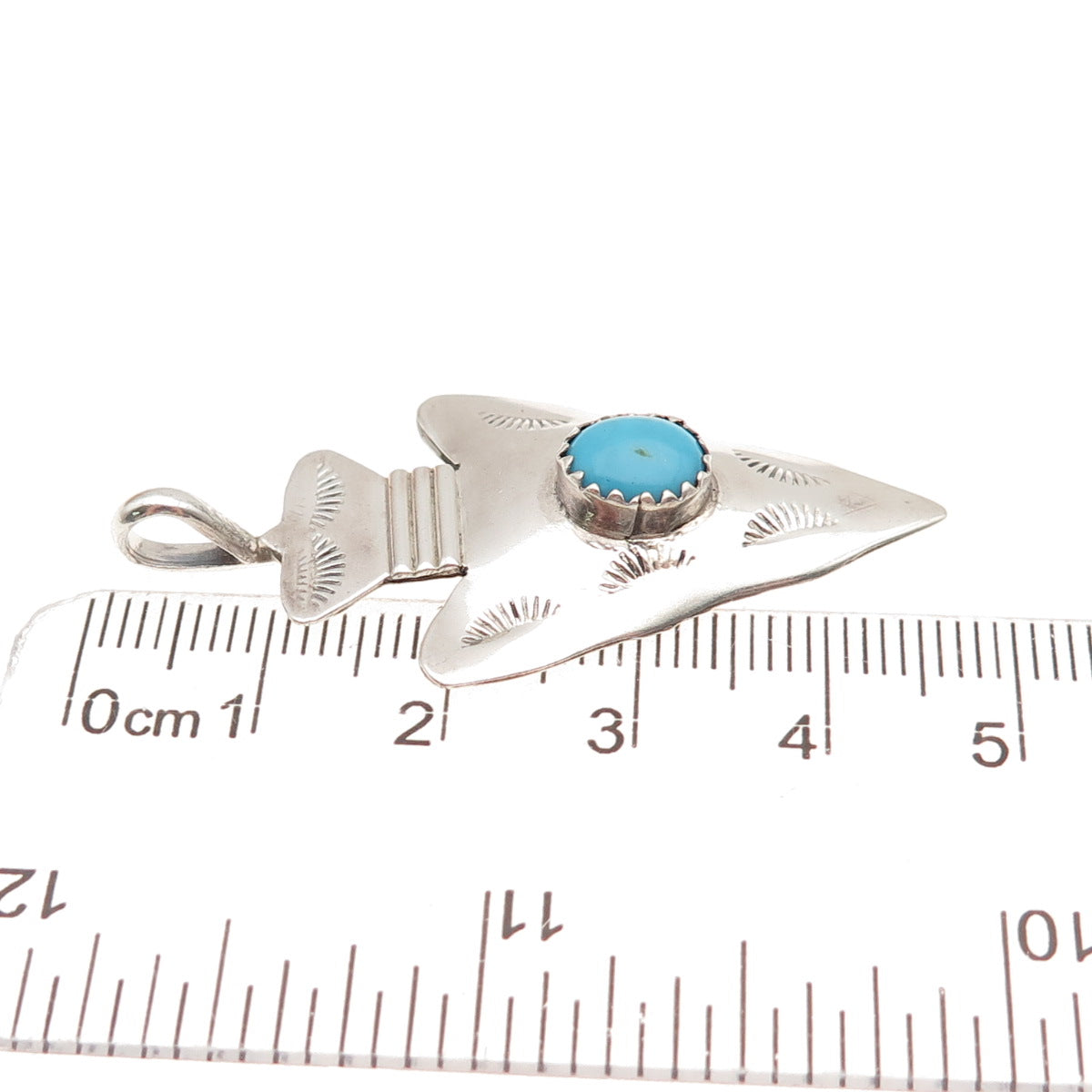 Kay Johnson Anglo Old Pawn 925 Sterling Vintage Turquoise Arrow Charm Pendant