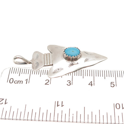 Kay Johnson Anglo Old Pawn 925 Sterling Vintage Turquoise Arrow Charm Pendant