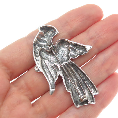 925 Sterling Silver Vintage Bird of Paradise Oxidized Pin Brooch
