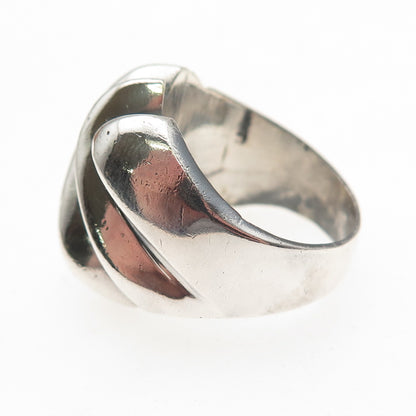 925 Sterling Silver Vintage Mexico Modernist Ribbed Oxidized Ring Size 8