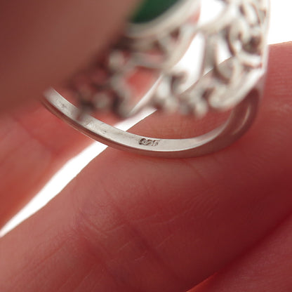 Chuck Clemency 925 Sterling Silver Real Zoisite Heart Ornate Ring Size 8.25