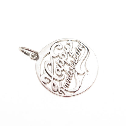 Rembrandt 925 Sterling Silver Vintage Happy Anniversary Charm Pendant