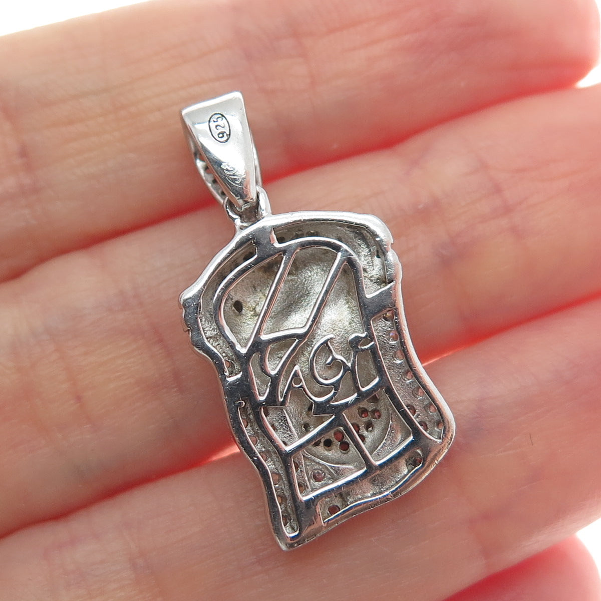 DESIGNS BY YAGI 925 Sterling Silver C Z Jesus Religious Sparkle Pendant