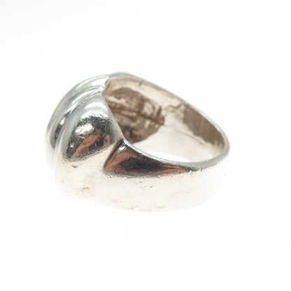 925 Sterling Silver Vintage Mexico Modernist Ribbed Dome Ring Size 7