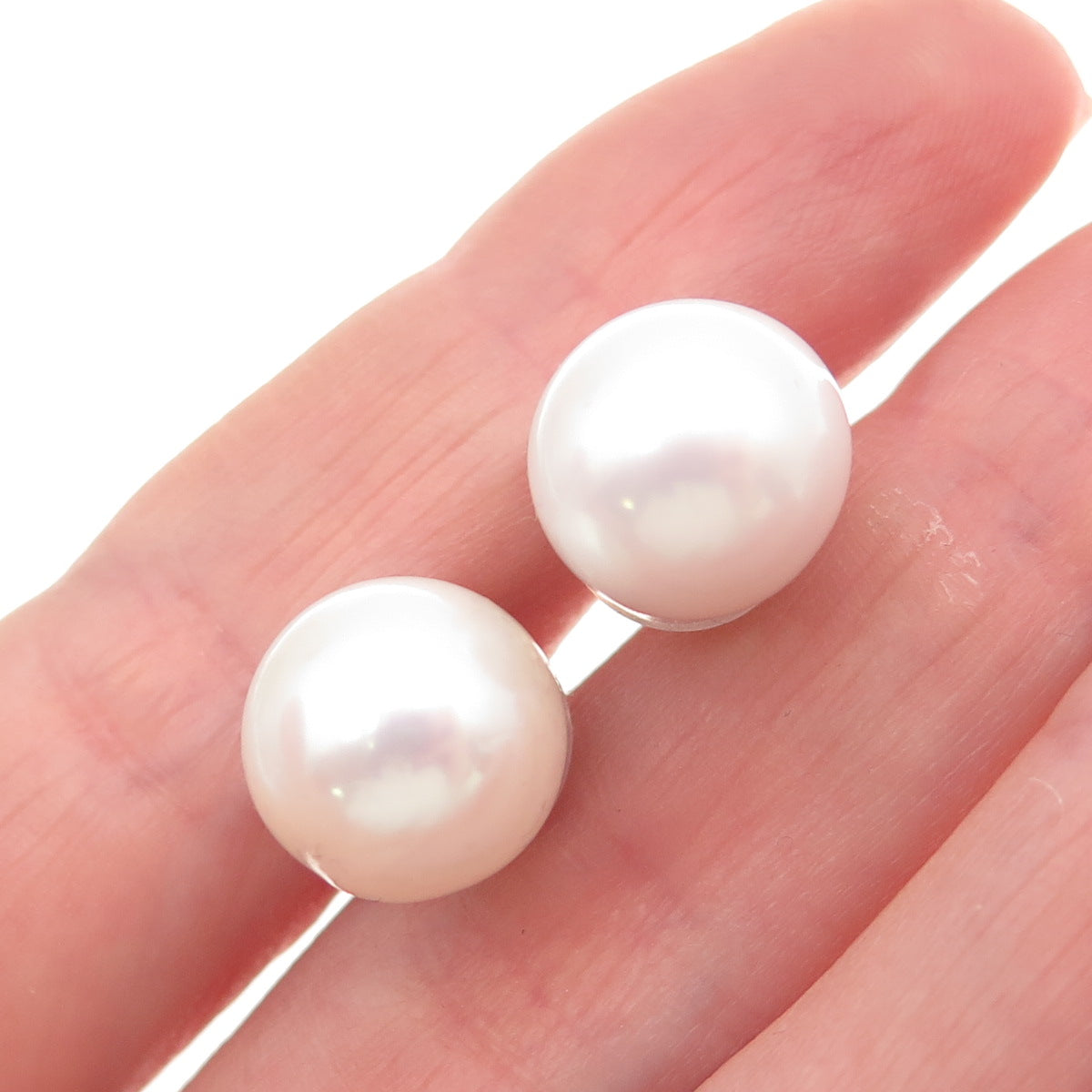 925 Sterling Silver Faux Pearl Stud Earrings