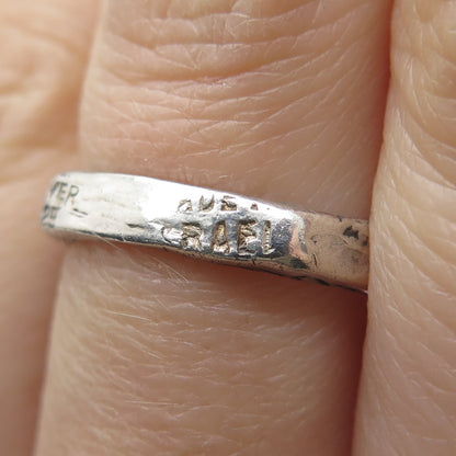 925 Sterling Silver Vintage Israel Real Smoky Quartz Modernist Ring Size 6.75