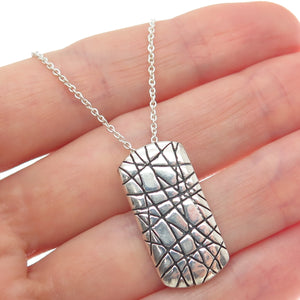 925 Sterling Silver Italy Spider Web Tag Cable Chain Necklace 18"