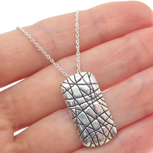 925 Sterling Silver Italy Spider Web Tag Cable Chain Necklace 18"