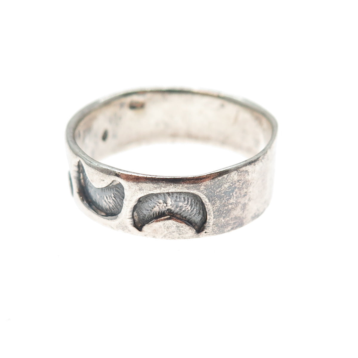 925 Sterling Silver Vintage Crescent Moon Band Ring Size 9.25