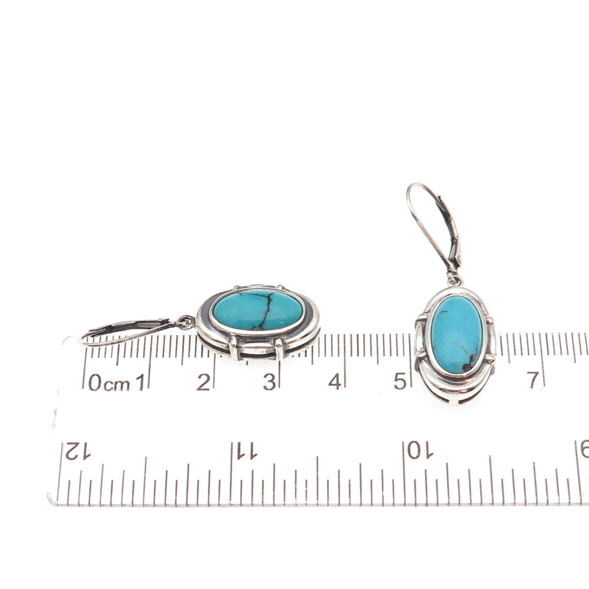 Whitney Kelly 925 Sterling Silver Vintage Real Turquoise Dangle Earrings