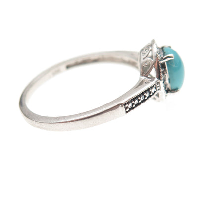 Chuck Clemency 925 Sterling Silver Real Diamond & Turquoise Ring Size 8