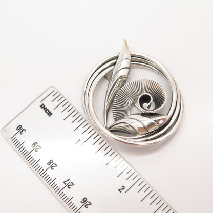 925 Sterling Silver Vintage Danecraft Leaf Floral Pin Brooch