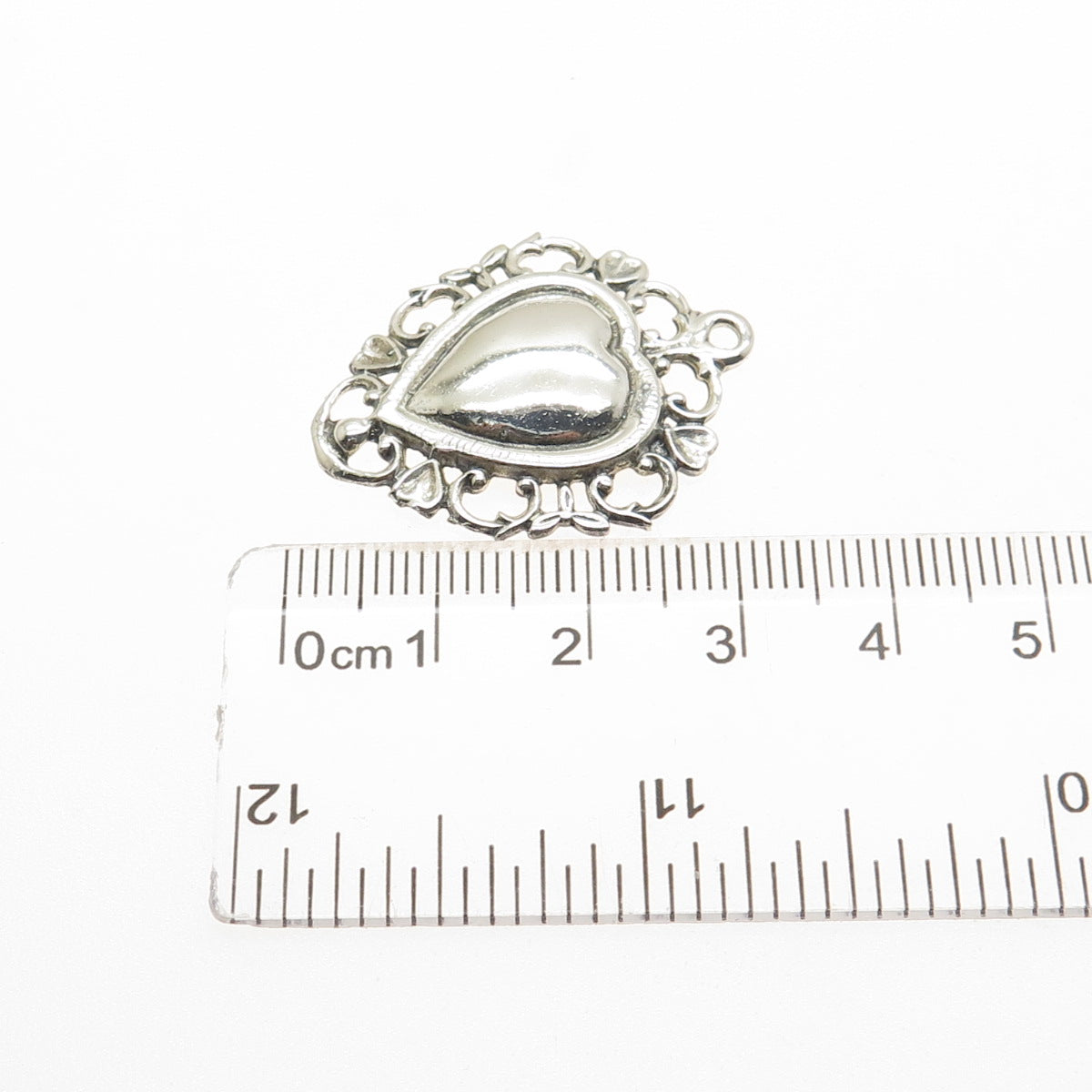 JEWELART 925 Sterling Silver Vintage Ornate Floral Heart Charm Pendant