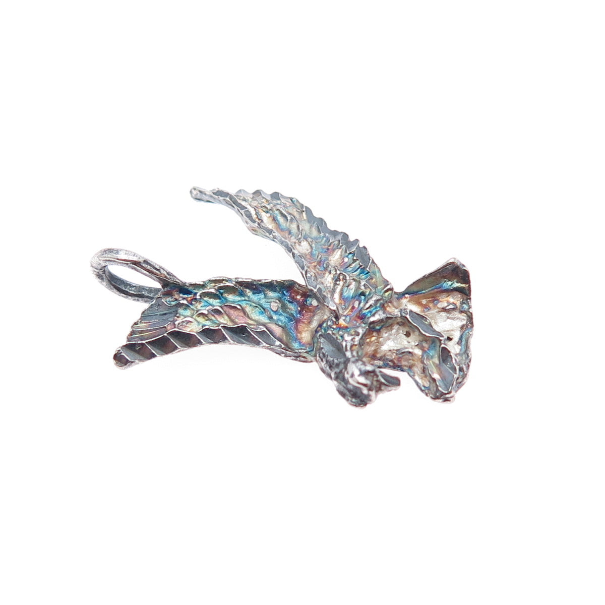 925 Sterling Silver Vintage Eagle Bird Oxidized Charm Pendant