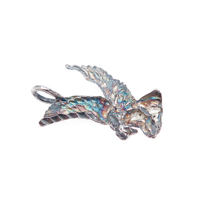 925 Sterling Silver Vintage Eagle Bird Oxidized Charm Pendant