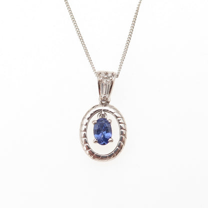 Chuck Clemency 925 Sterling Silver Real Tanzanite White Topaz Chain Necklace 20"