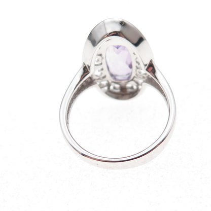 925 Sterling Silver Mexico Real Amethyst Floral Scroll Ring Size 7