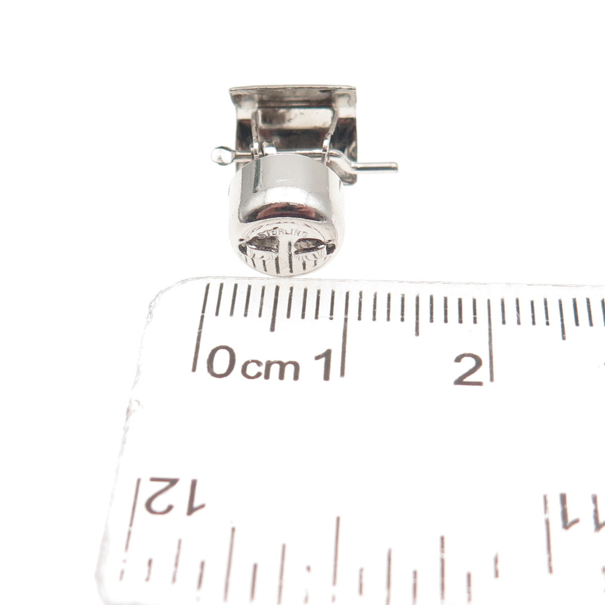 925 Sterling Silver Antique Art Deco Water Well 3D Mini Charm Pendant
