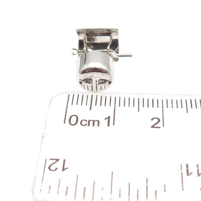 925 Sterling Silver Antique Art Deco Water Well 3D Mini Charm Pendant