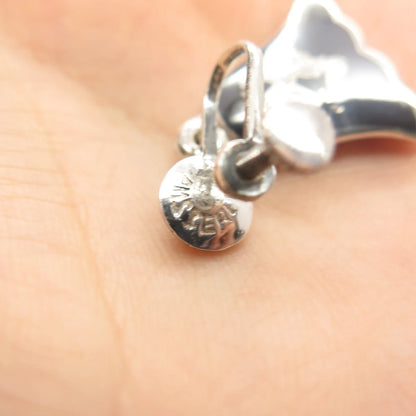 925 Sterling Silver Vintage Siam Niello Hindu Goddess Screw Back Earrings