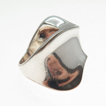 925 Sterling Silver Vintage Italy Modernist Wavy Ring Size 7