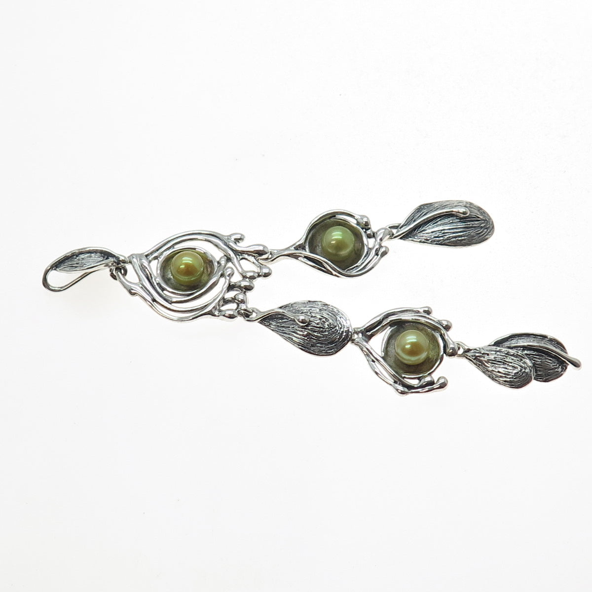 HAGIT GORALI Sterling Silver Vintage Israel Real Pearl Modernist Charm Pendant