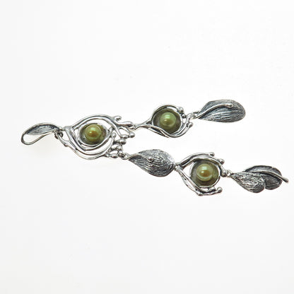 HAGIT GORALI Sterling Silver Vintage Israel Real Pearl Modernist Charm Pendant