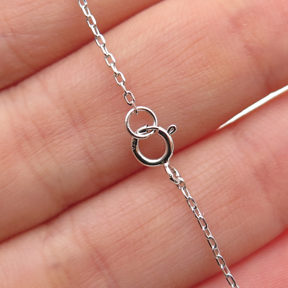 925 Sterling Silver Round-Cut C Z #Smile Cable Chain Necklace 16-18"