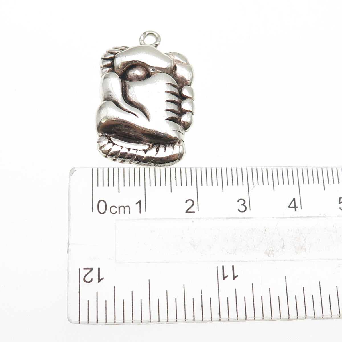 RED 925 Sterling Silver Vintage Tribal Face Oxidized Charm Pendant