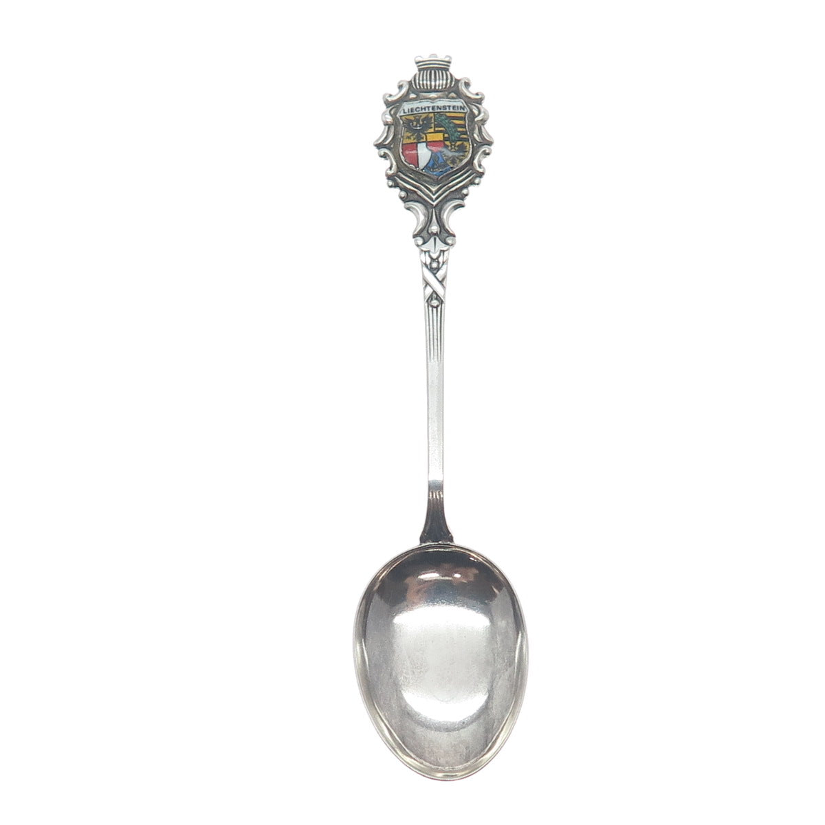 Silver Plated Vintage SF Germany Enamel Liechtenstein Coat of Arms Coffee Spoon