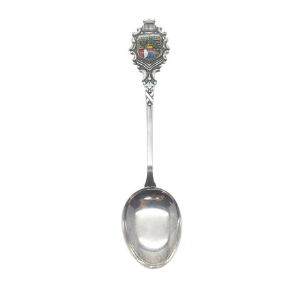 Silver Plated Vintage SF Germany Enamel Liechtenstein Coat of Arms Coffee Spoon