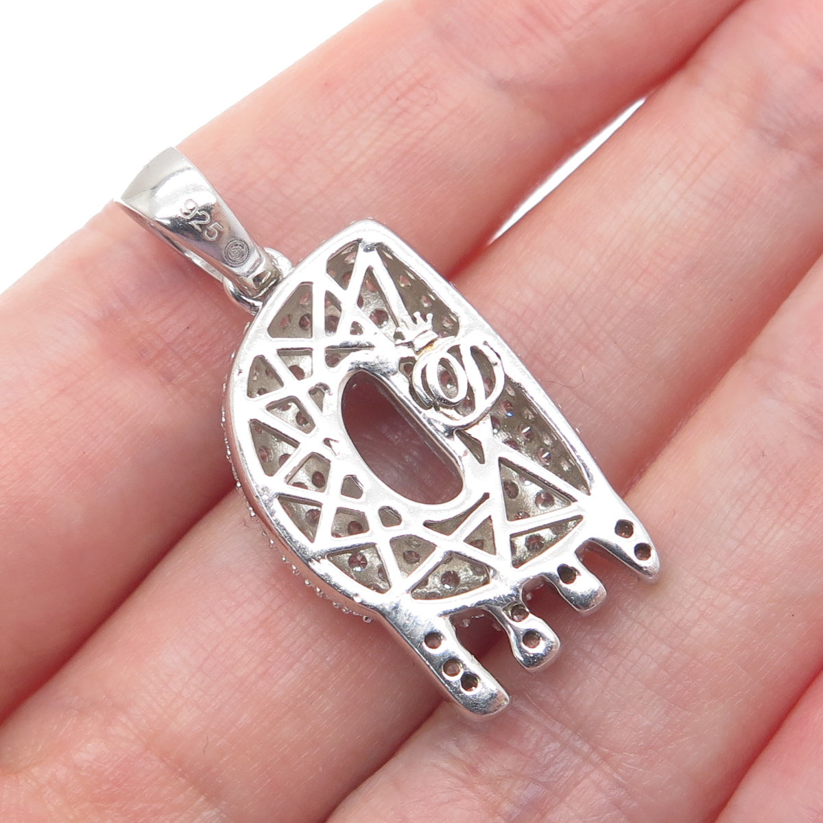 925 Sterling Silver Round-Cut C Z Sparkle Melted Letter D Initial Charm Pendant