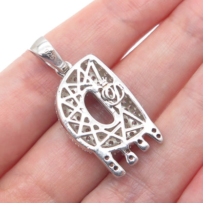 925 Sterling Silver Round-Cut C Z Sparkle Melted Letter D Initial Charm Pendant