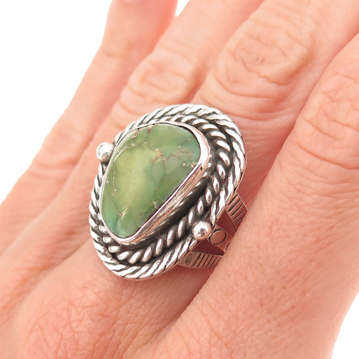 Old Pawn Sterling Silver Vintage Southwestern Royston Turquoise Ring Size 6.75