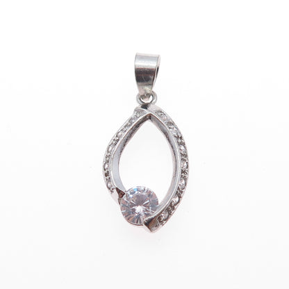 925 Sterling Silver Round-Cut C Z Minimalist Charm Pendant