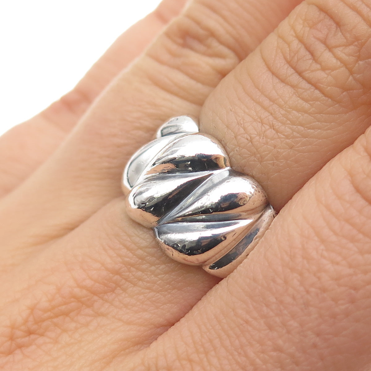 925 Sterling Silver Vintage Modernist Oxidized Ring Size 6.25