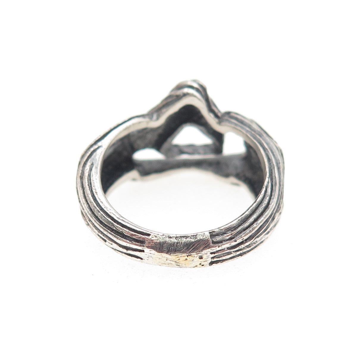 925 Sterling Silver Vintage MM Artisan Modernist Oxidized Ring Size 7