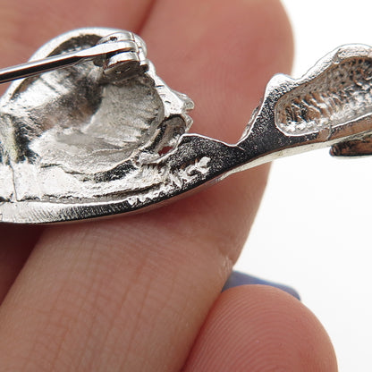 925 Sterling Silver Vintage Playing Cat & Mouse Pin Brooch