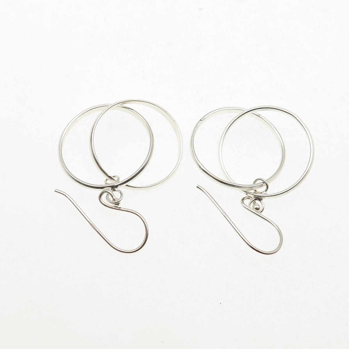 925 Sterling Silver Interlocked Multi-Circle Dangle Earrings