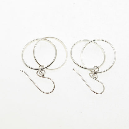 925 Sterling Silver Interlocked Multi-Circle Dangle Earrings