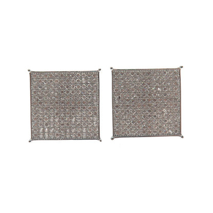 925 Sterling Silver Round-Cut C Z 15mm Square Stud Earrings