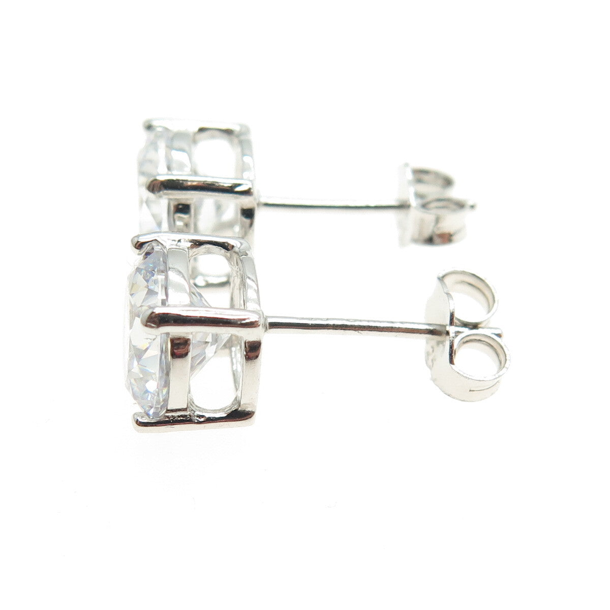 925 Sterling Silver Round-Cut C Z Stud Earrings