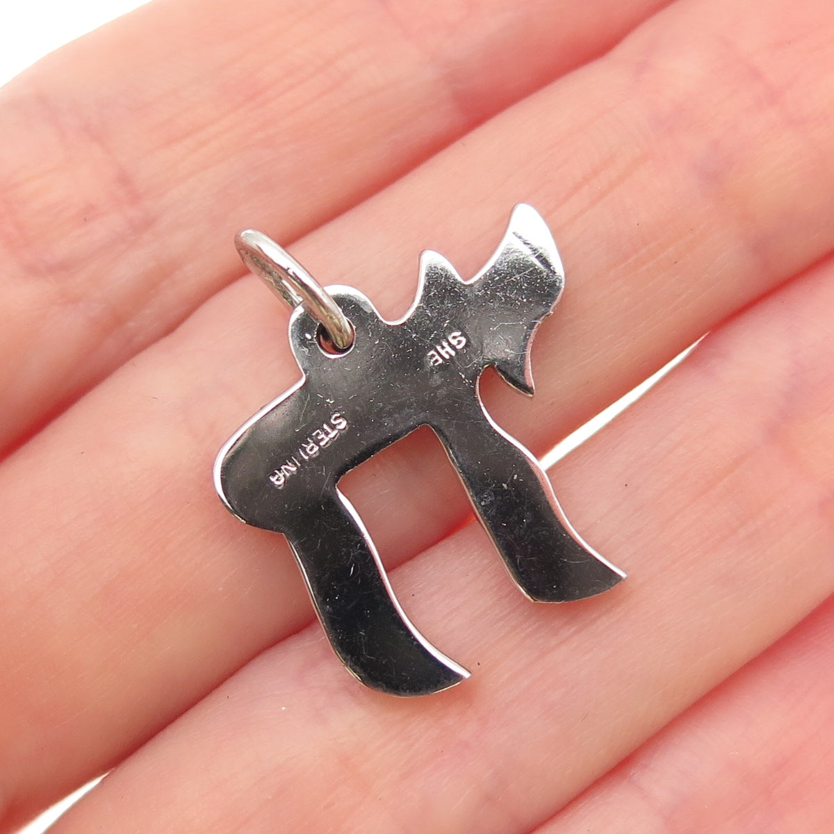 SHB Studio 925 Sterling Silver Vintage Chai Judaica Charm Pendant